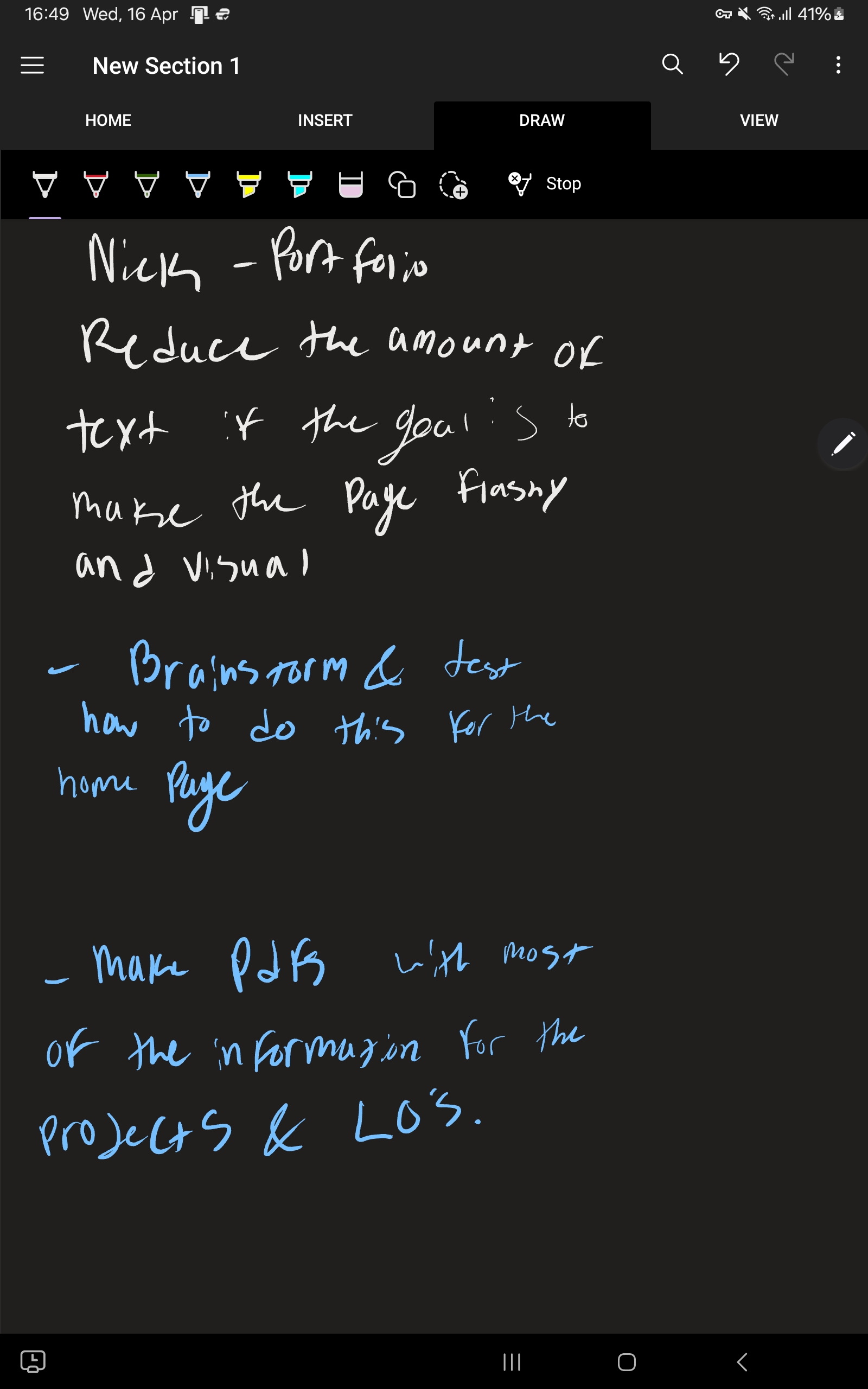 screenshot of my reflection journal